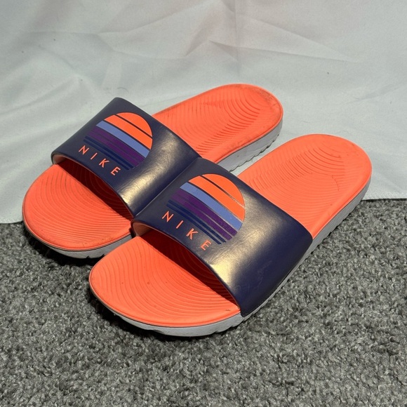 Nike Kawa Sandals Youth Size 5Y Purple Dust Mango Slides - Picture 3 of 6